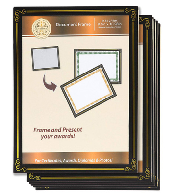6 paquets de 8.5x11 de certificat de cadre de document, papier/cadres en plastique de certificat de récompense