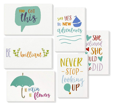 6 types cartes uniques de vacances/cartes de motivation de inspiration avec des enveloppes