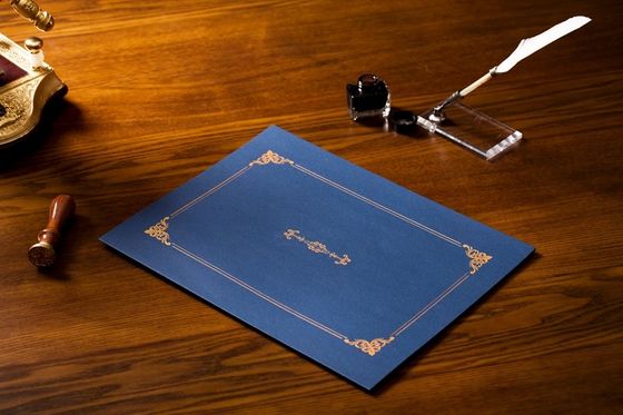 Le CE bleu de estampillage chaud de support de document et de certificat de rassemblement/GV a approuvé